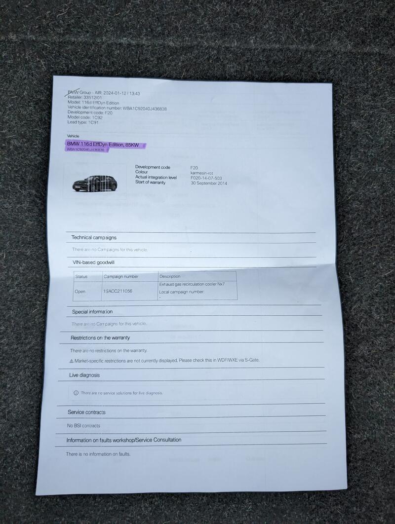 BMW 1 SERIES 1.6 116d ED EfficientDynamics Business Euro 5 (s/s) 5dr 2014