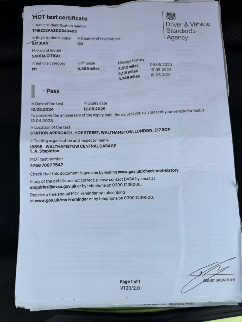SKODA CITIGO 1.0 MPI S Euro 5 3dr 2013