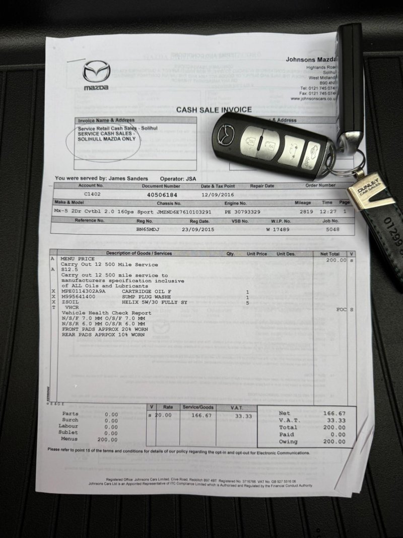 MAZDA MX-5 2.0 SKYACTIV-G Sport Nav Euro 6 2dr 2015