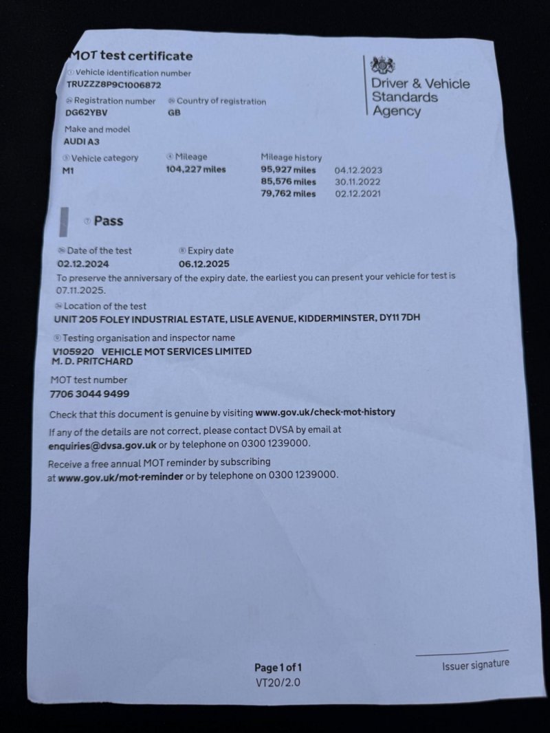 AUDI A3 1.6 TDI Sport Euro 5 (s/s) 2dr 2012